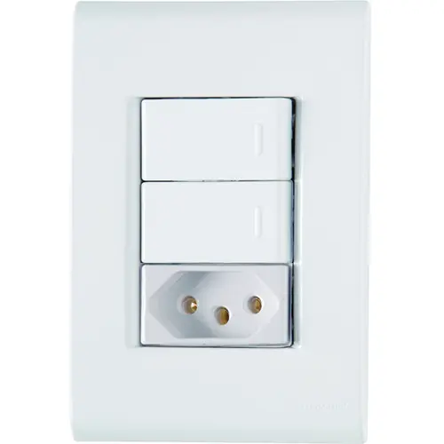 Conjunto Montado Liz 4x2 2 Interruptores Simples 1 Tomada Nbr 14136 10a 250v Tramontina