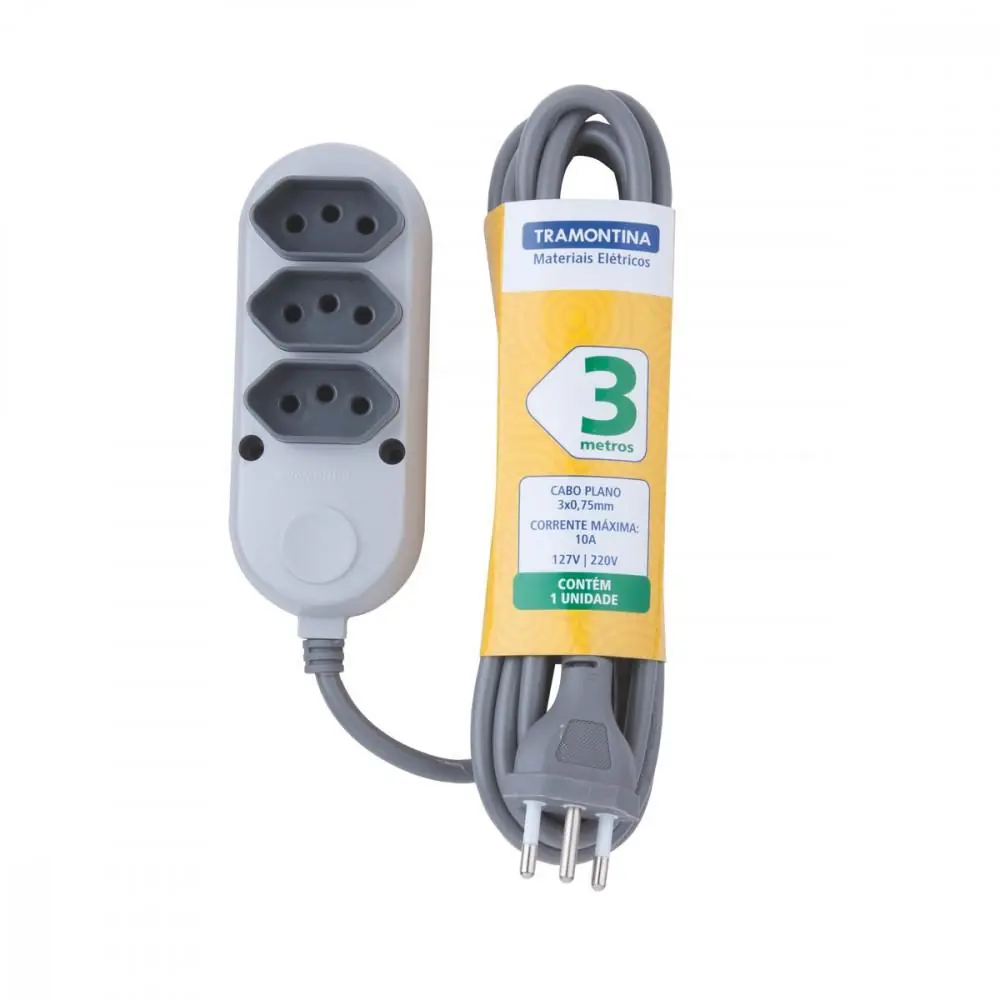 Extensao 3 Tomada 2pt 10a 250v 3 Mt