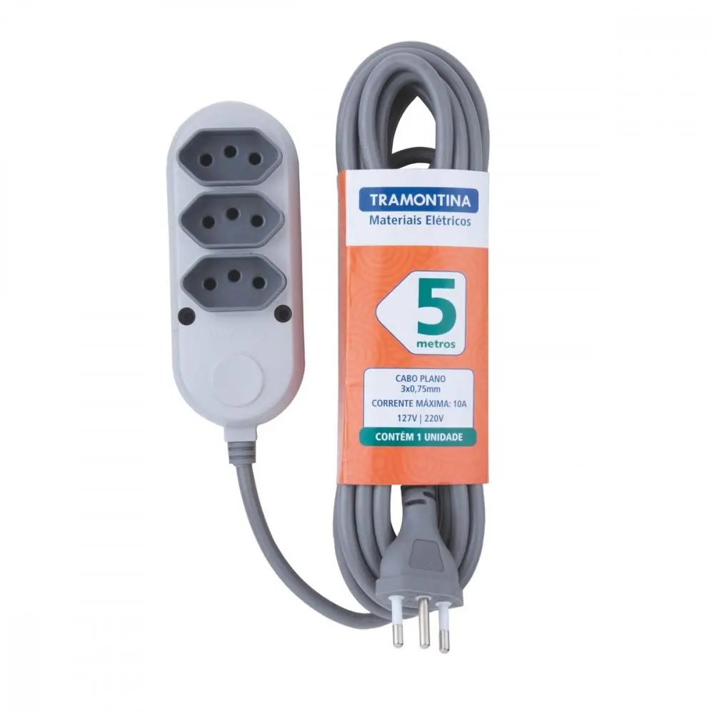 Extensao 3 Tomada 2pt 10a 250v 5 Mt