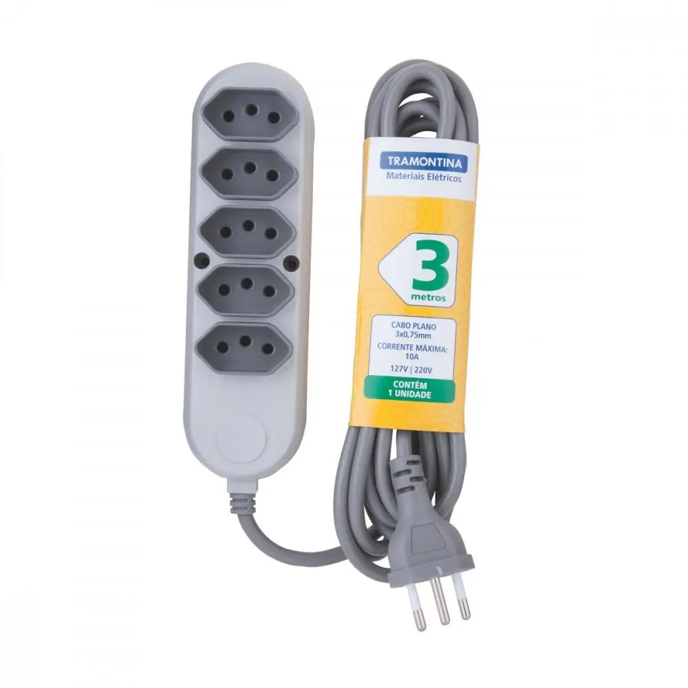 Extensão Múltipla 5 Tomadas 10a 250v 3 Metros 57504030 Tramontina