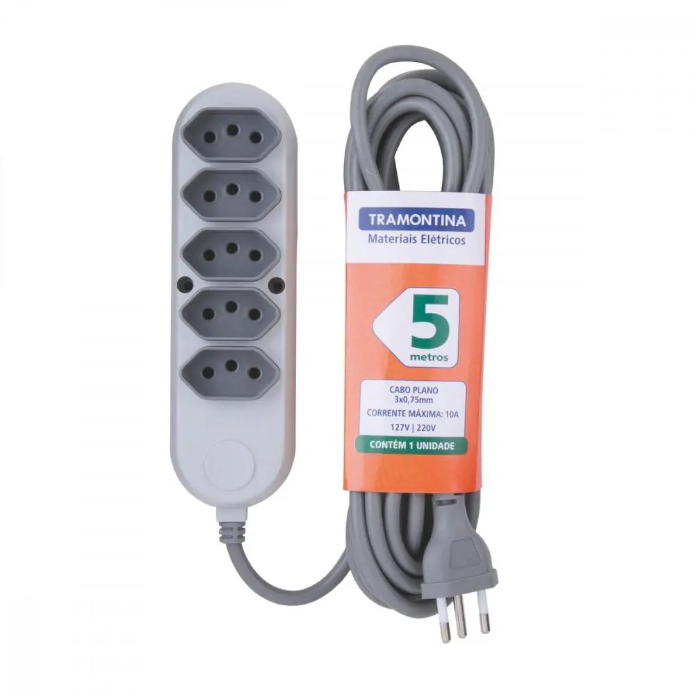 Extensao 5 Tomada 2pt 10a 250v 5 Mt