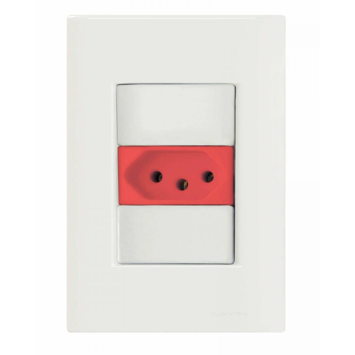 Conjunto 4x2 Com 1 Tomada 2p+t 20 A 250 V Tramontina Giz Vermelho E Branco Tramontina