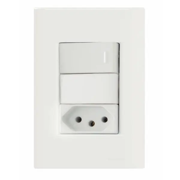 Conjunto 4x2 Com 1 Interruptor Simples 10 A 250 V E 1 Tomada 2p+t 20 A 250 V Tramontina Giz Branco