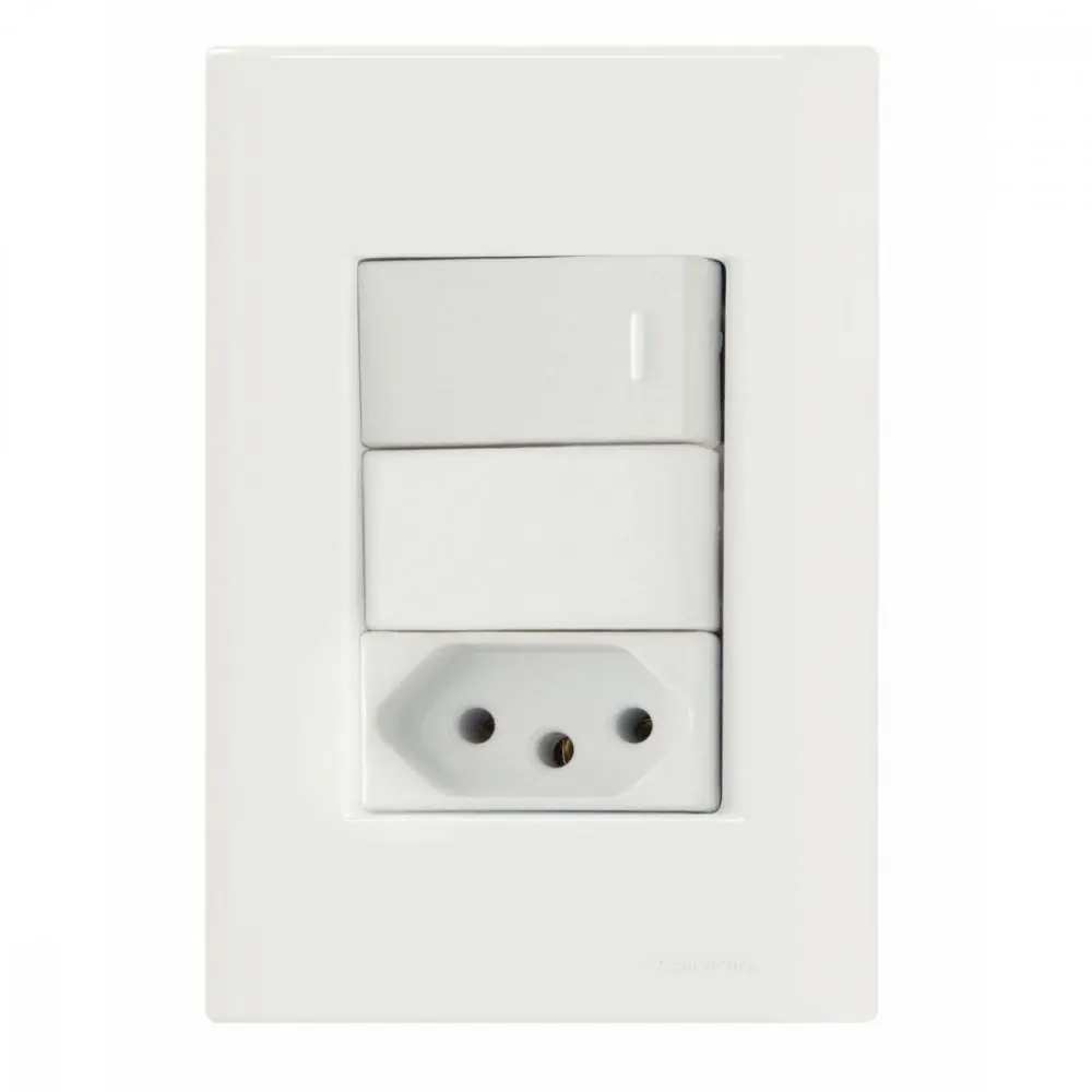 Conjunto 4x2 1 Interruptor 10a 250v Tramontina Giz Branco