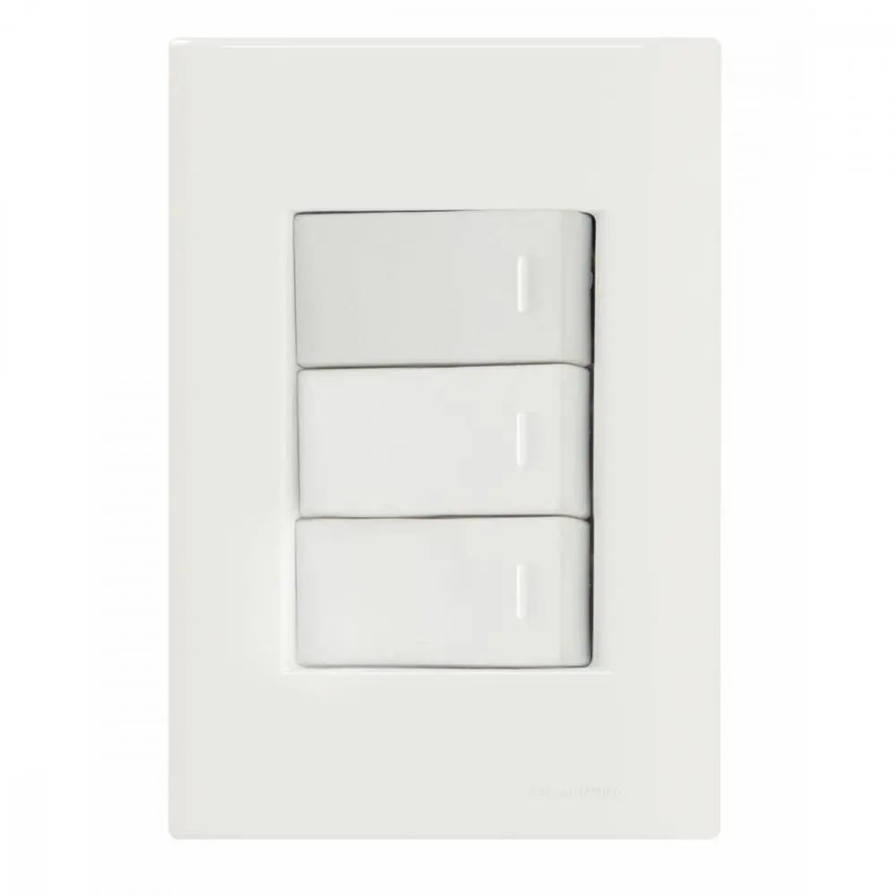Conjunto 4x2 Com 3 Interruptores Simples 10 A 250 V Tramontina Giz Branco