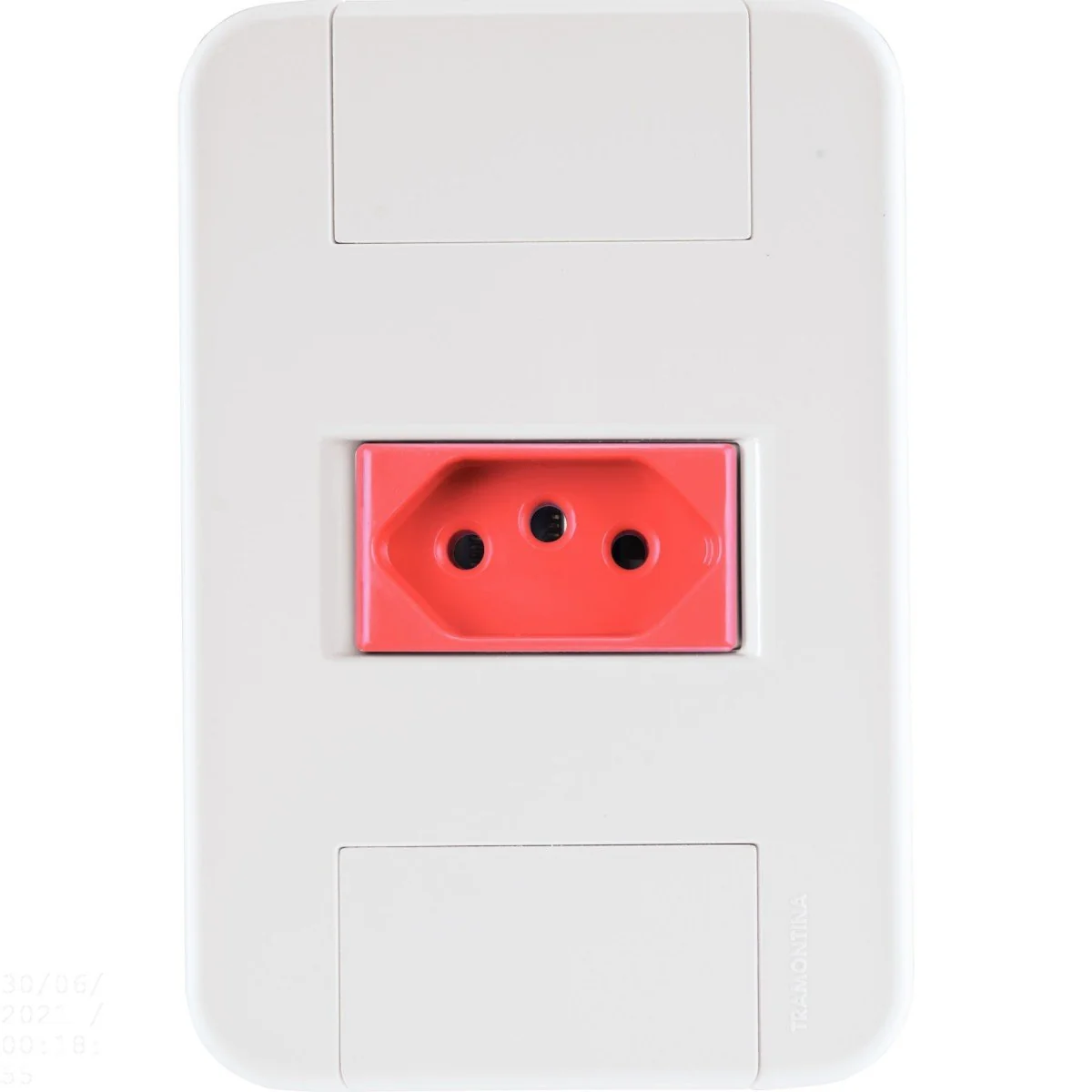 Conjunto 4x2 Com 1 Tomada 2p+t 20 A 250 V Tramontina Tablet Branco E Vermelho Tramontina