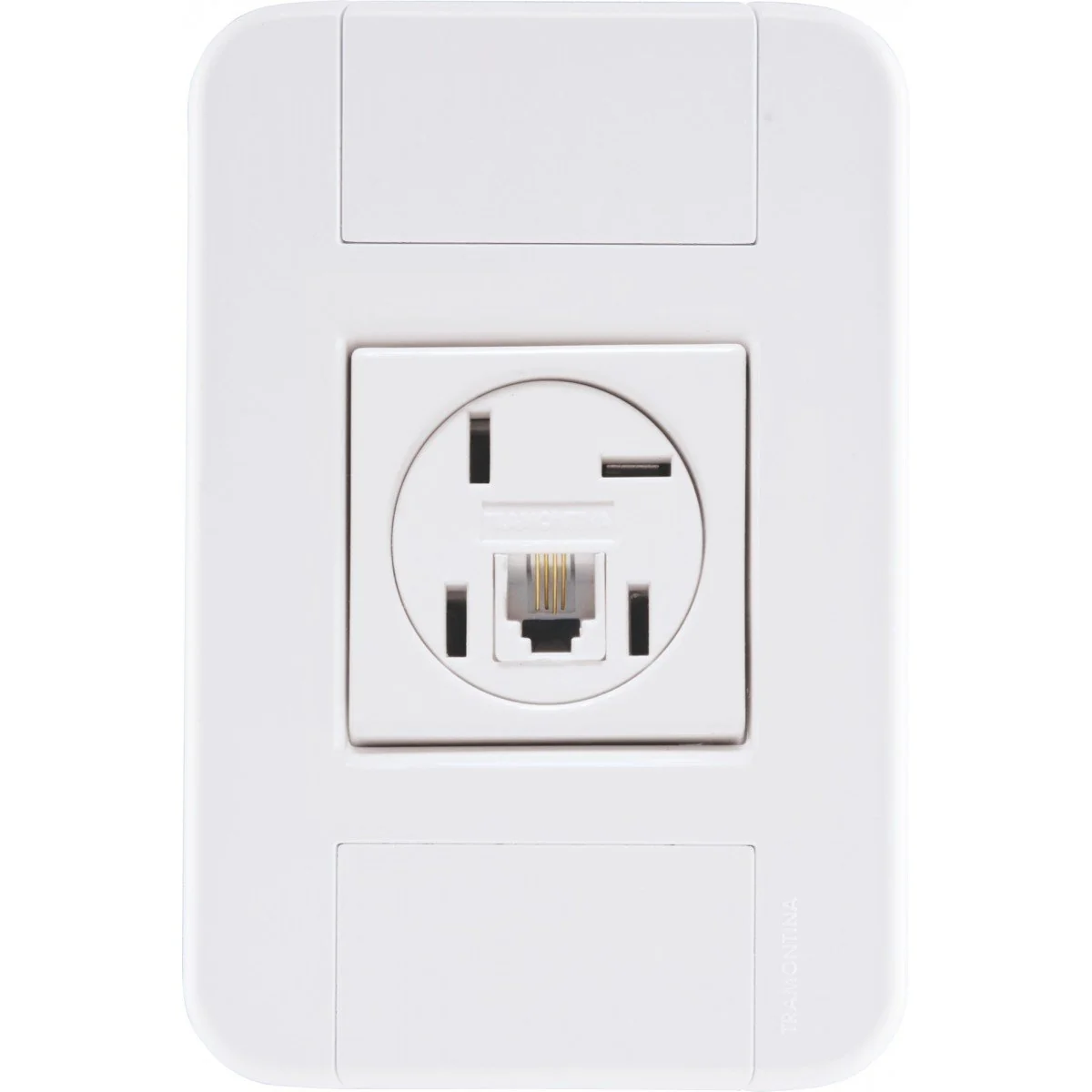 Conjunto 4x2 Com 1 Tomada Telefone 4p E Rj11 Tramontina Tablet Branco Tramontina