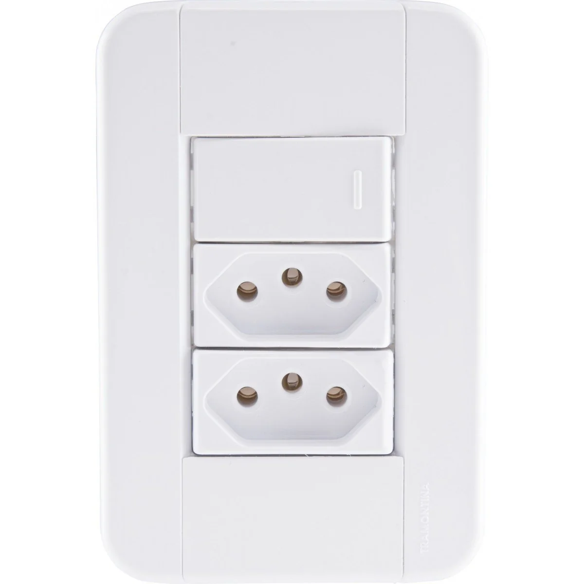 Conjunto 4x2 Com 1 Interruptor Simples 10 A 250 V E 2 Tomadas 2p+t 20 A 250 V Tramontina Tablet Bran Tramontina