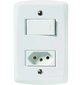 Cj Interruptor Simples Com Tomada 20a 4x2 - Tramontina Lux2 - Tlx57145/044br