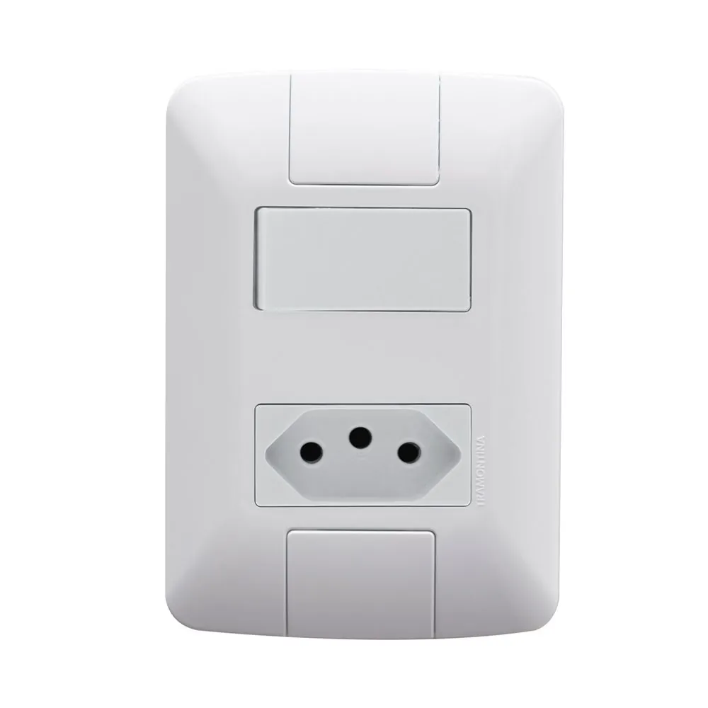 Conjunto 4x2 Com 1 Interruptor Paralelo 6 A 250 V E 1 Tomada 2p+t 10 A 250 V Tramontina Aria Branco