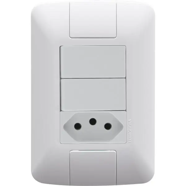 Conjunto 4x2 Con 2 Interruptores Sencillos 6 A 250 V Y 1 Tomacorriente 2p+t 20 A 250 V Tramontina Aria Blanco