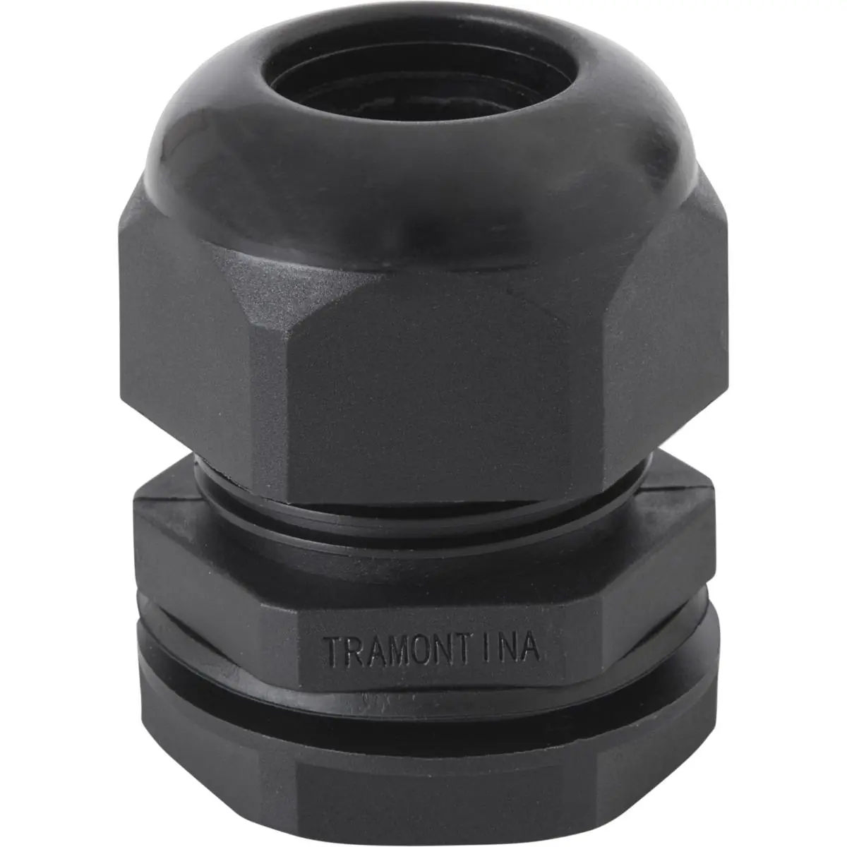 Conector Prensa-cabo 1 Polegada Tramontina Em Termoplástico Preto Com Bucha