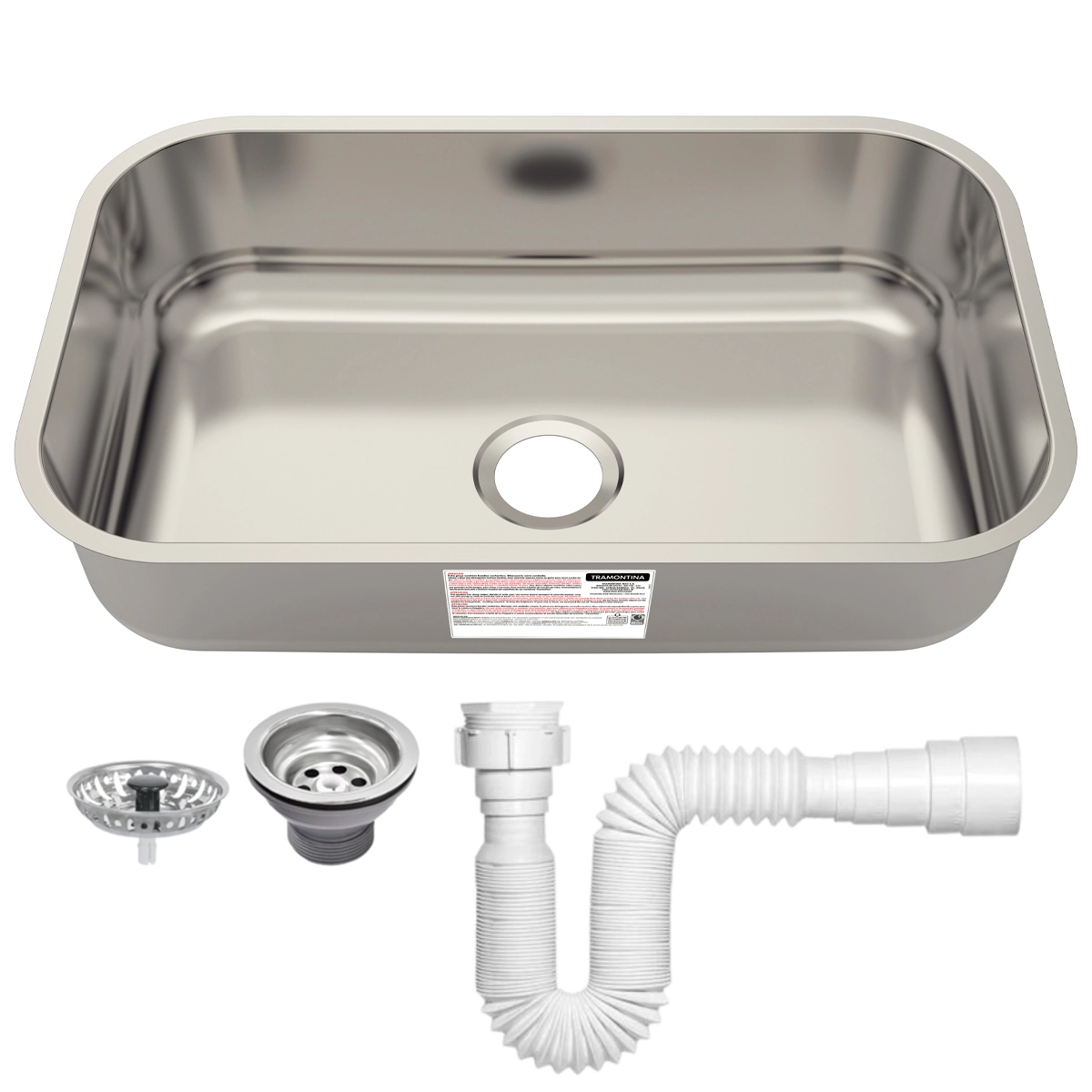 Cuba De Embutir Basic Aço Inox Com Válvula E Sifão 47bl - Tramontina 94083/556