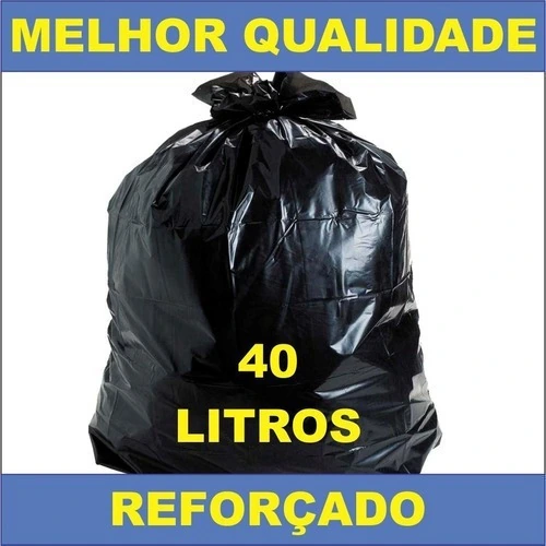 2 Sacos Lixo Preto 40 Litros Pacote Com 50 Unidades Cada