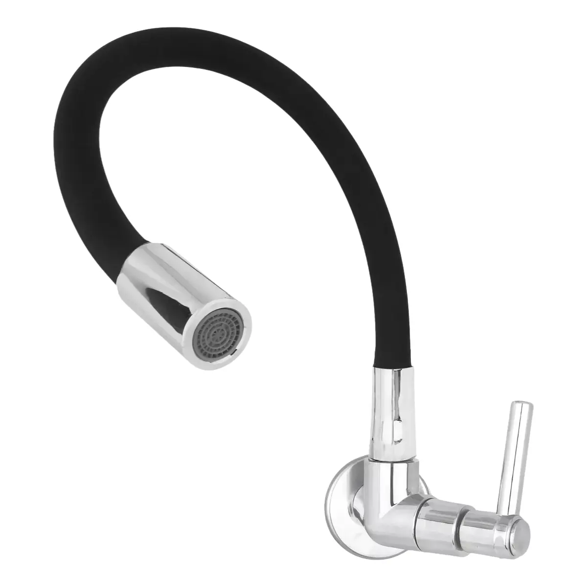 Torneira Gourmet Parede Flexível Preta Toda De Metal Premium