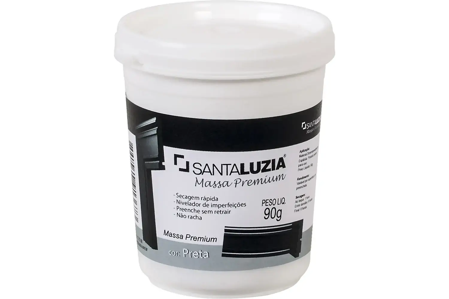 Massa Flex Para Acabamento Cor Preta Pote 90g Santa Luzia Cor:preta