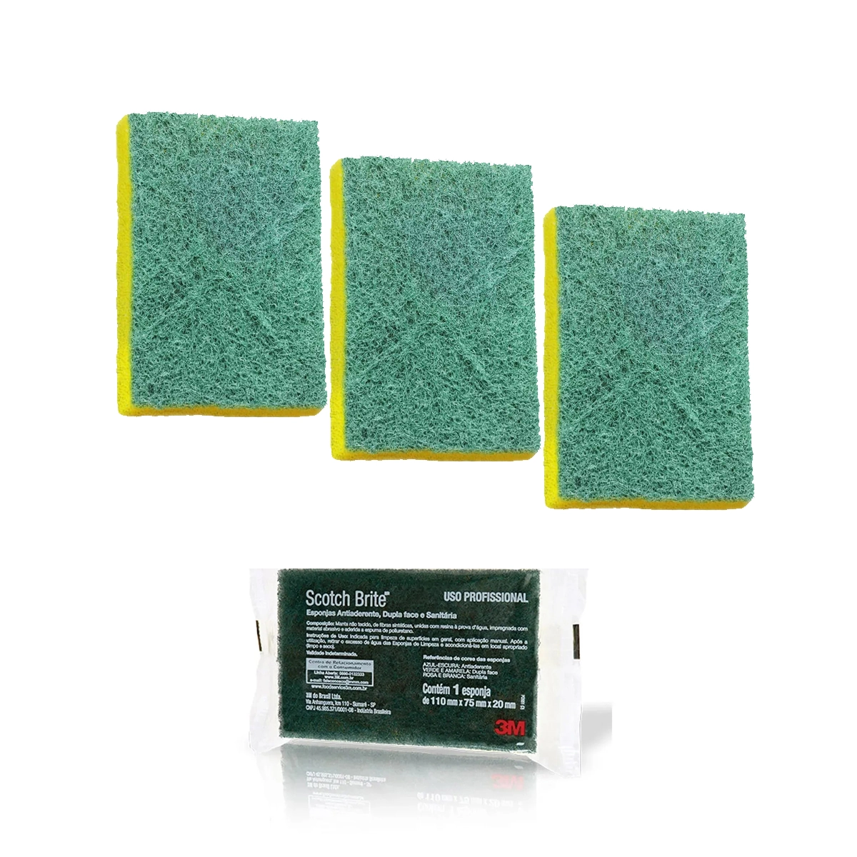 Esponja Scotch-brite Limpeza Pesada Amarelo Kit 3