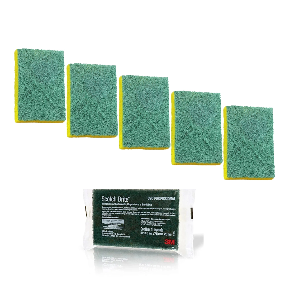 Esponja Scotch-brite Limpeza Pesada Amarelo Kit 5