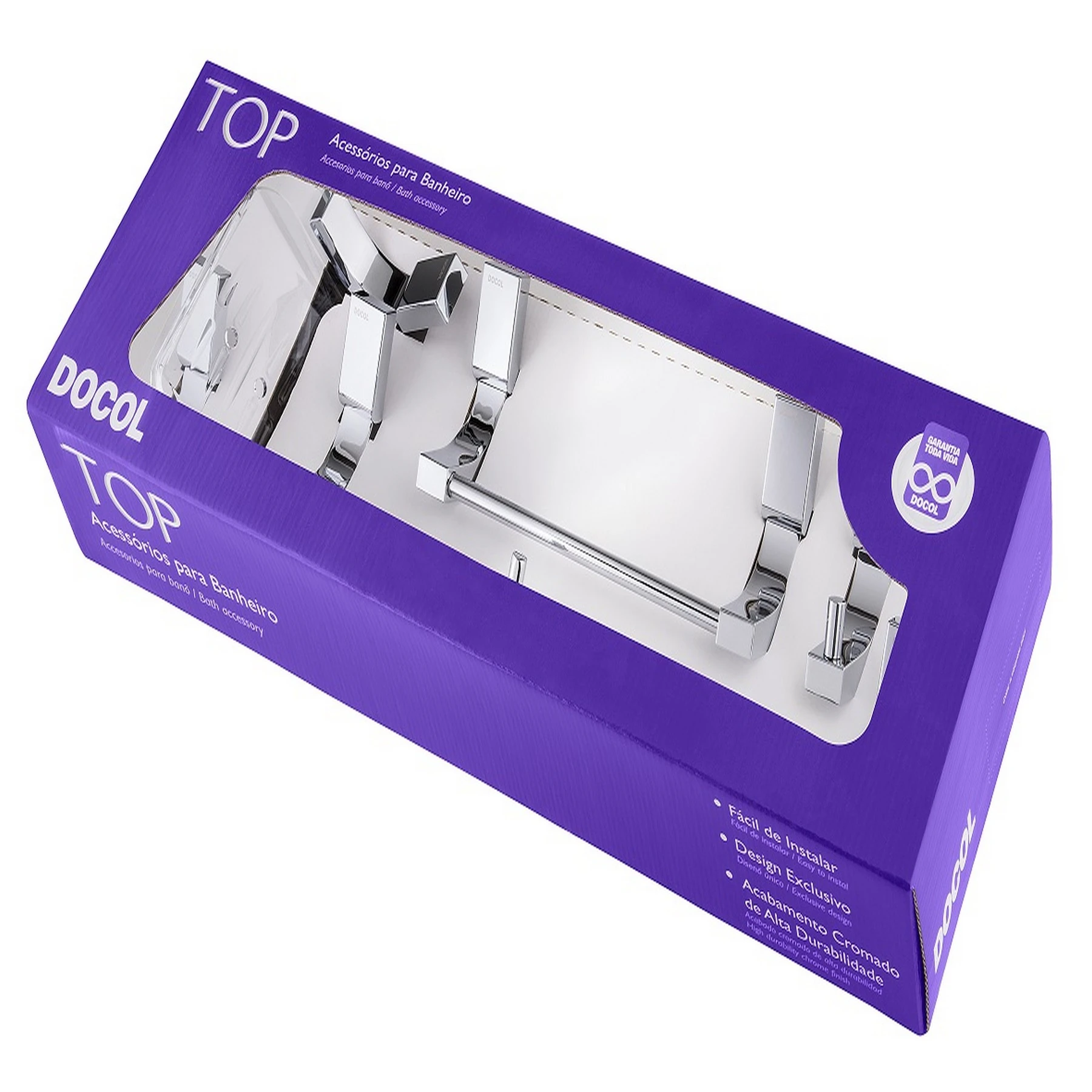 Kit Acessórios  de Parede 5 Peças em Metal Top Chrome Docol
