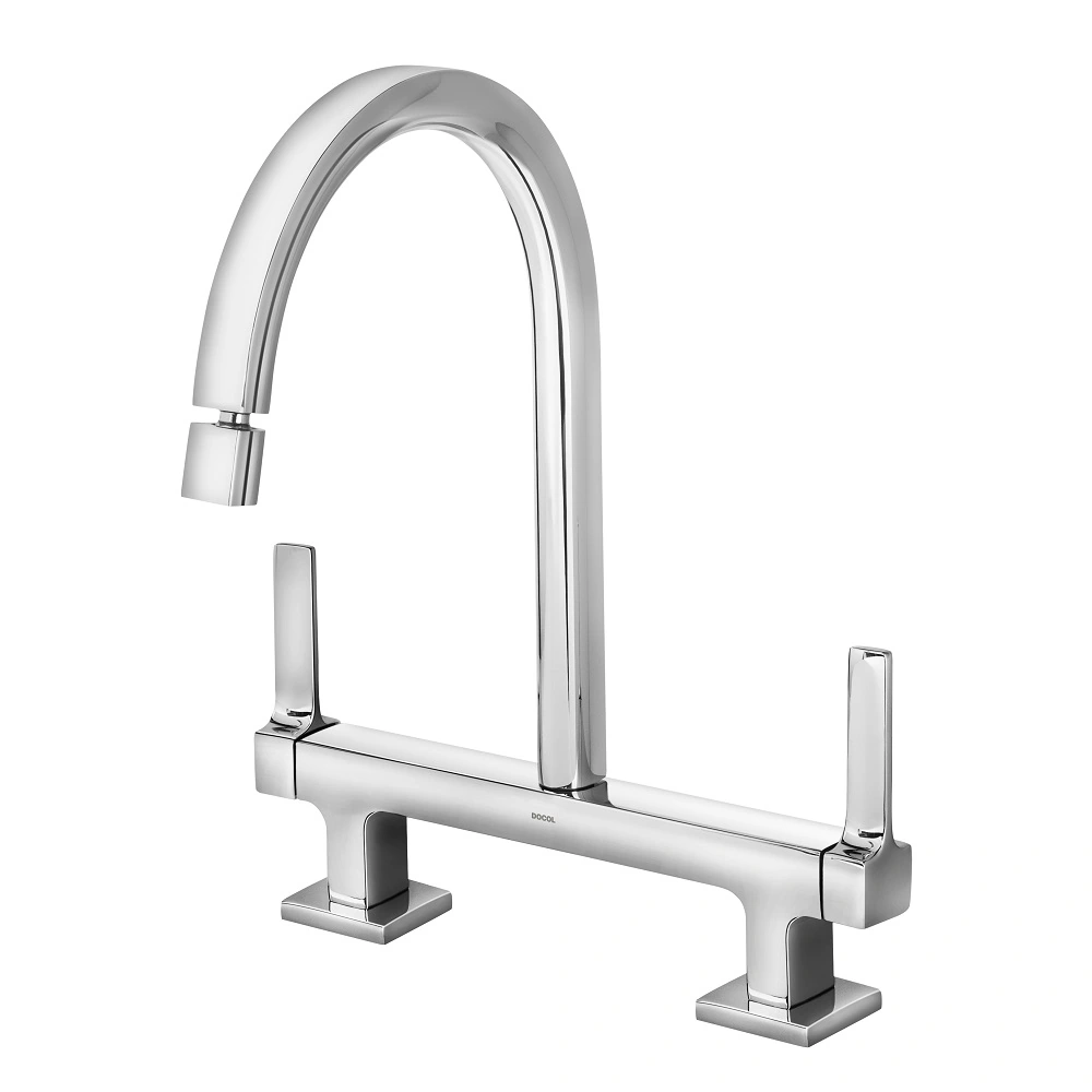 Torneira Misturador de Pia para Cozinha com Bica Alta Cromada Quad Docol