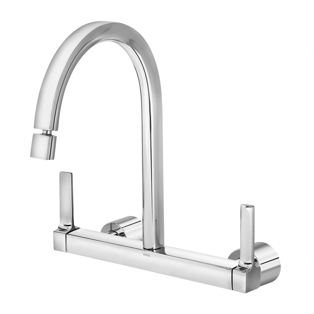 Torneira Misturador de Parede para Cozinha com Bica Alta Cromada Quad Docol