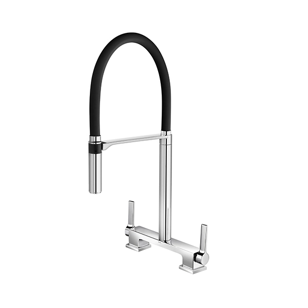 Torneira Misturador Gourmet de Pia para Cozinha com Bica Alta Flexível Cromada e Preta DOC Docol