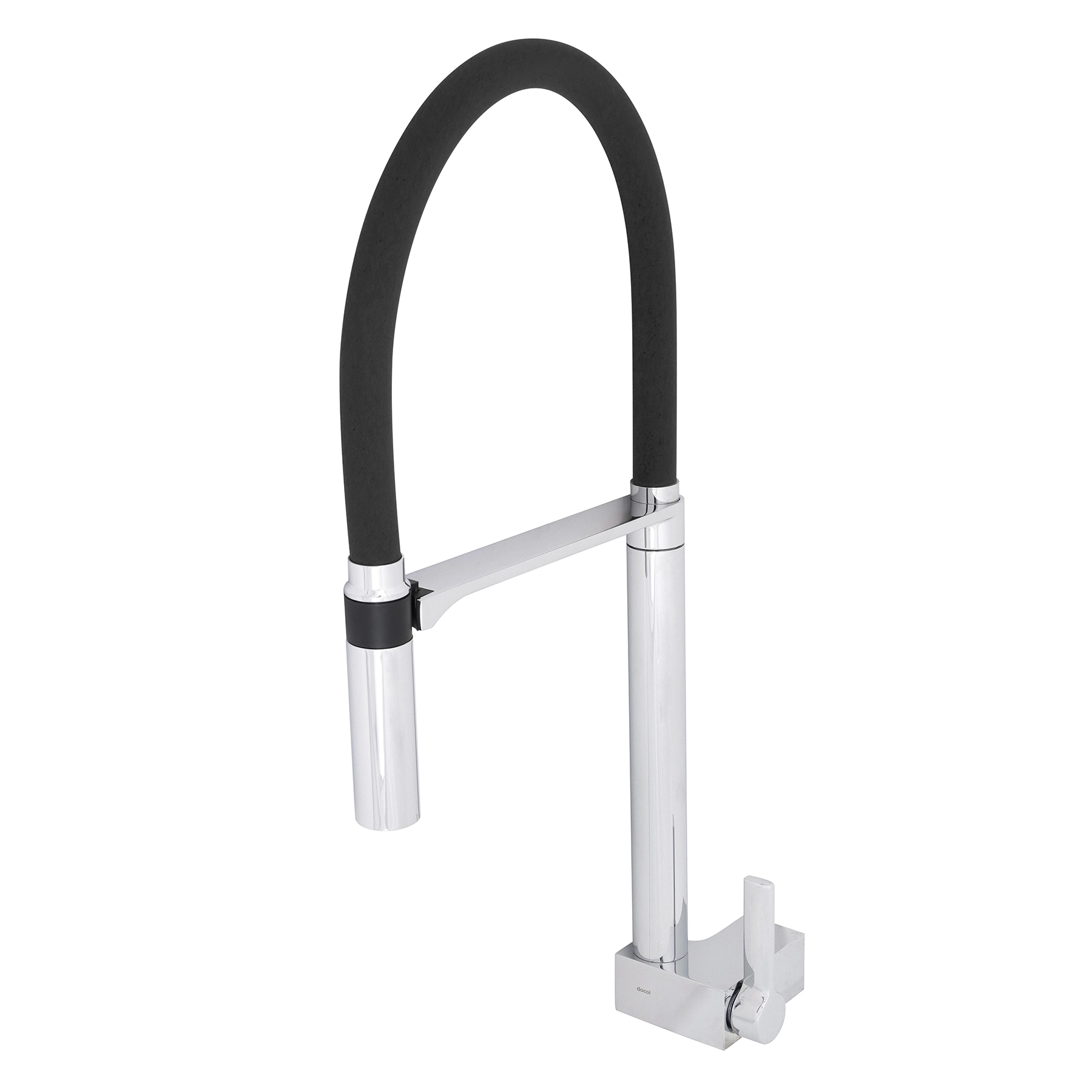 Torneira Gourmet de Parede para Cozinha com Bica Alta Flexível Cromada e Preta DOC Docol