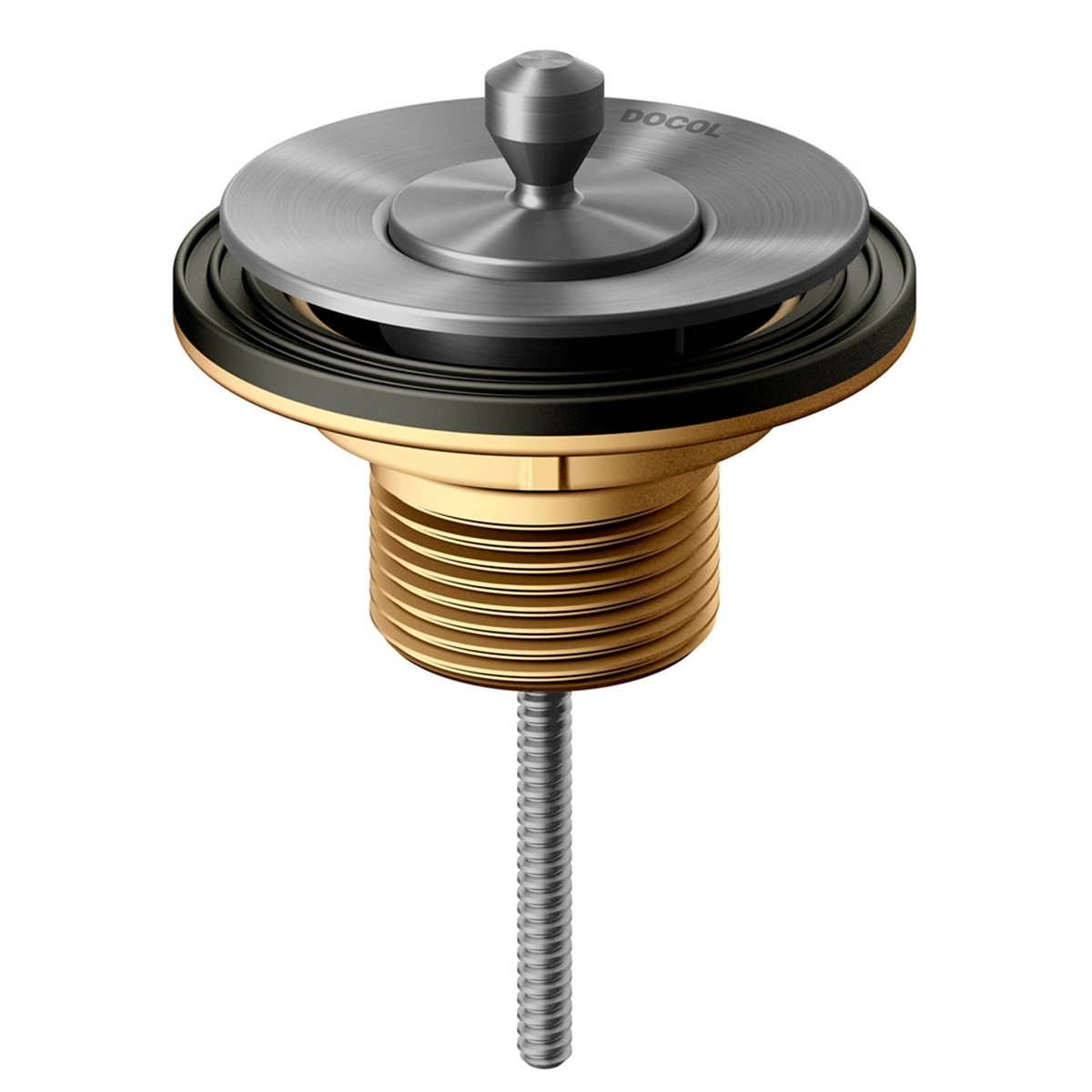 Válvula para Pia de Banheiro Curta com Tampa Metal Grafite Escovado 7/8" Docol