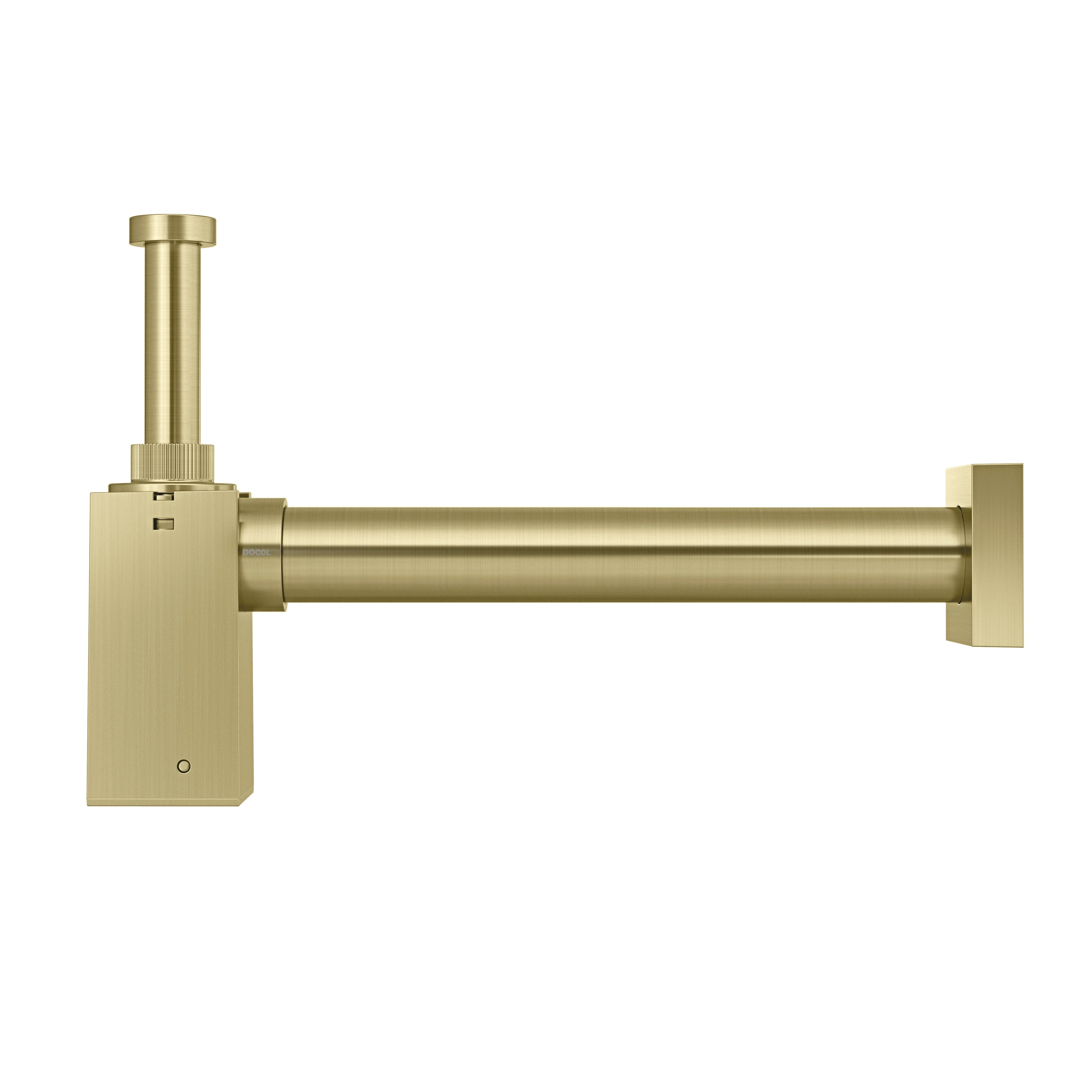 Sifão com Copo para Banheiro Metal Rígido Ouro Escovado Square Docol