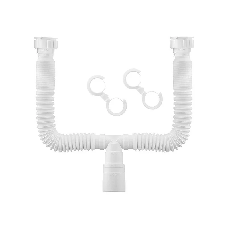 Sifão Duplo Sanfonado Extensível Docol 1231826 72cm Branco Universal