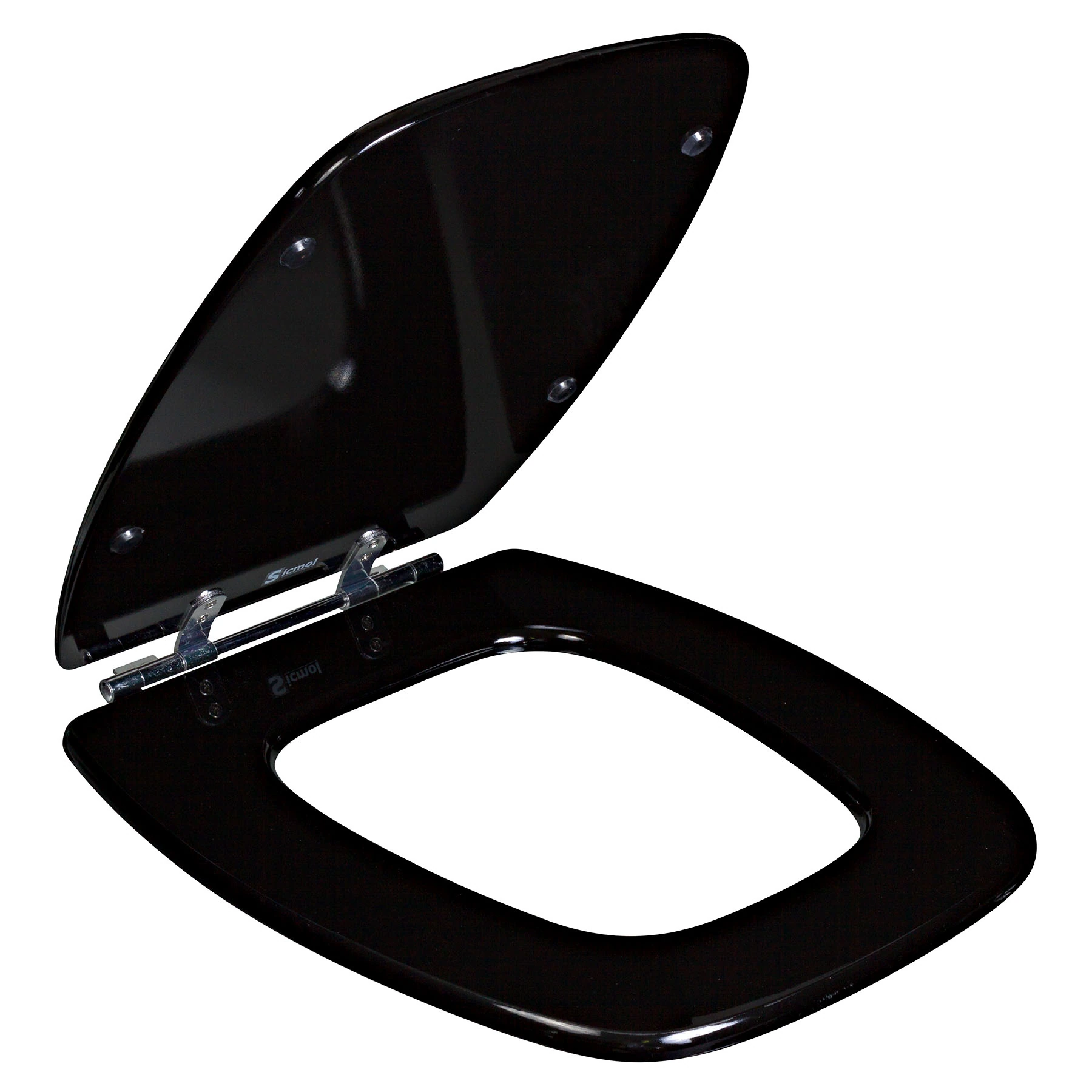 Assento Sanitário Formatos Stylus e Primula Plus com Fechamento Comum Quadrado MDF Preto Sicmol