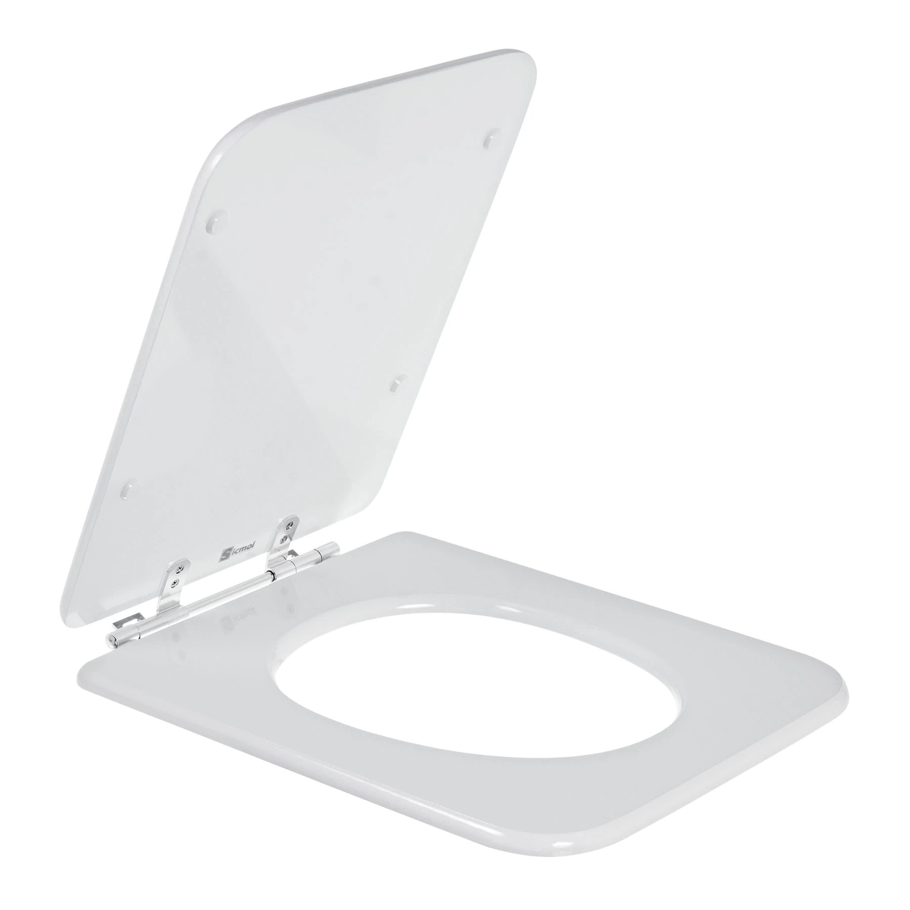 Assento Sanitário Formatos Square com Fechamento Comum Quadrado MDF Branco Sicmol