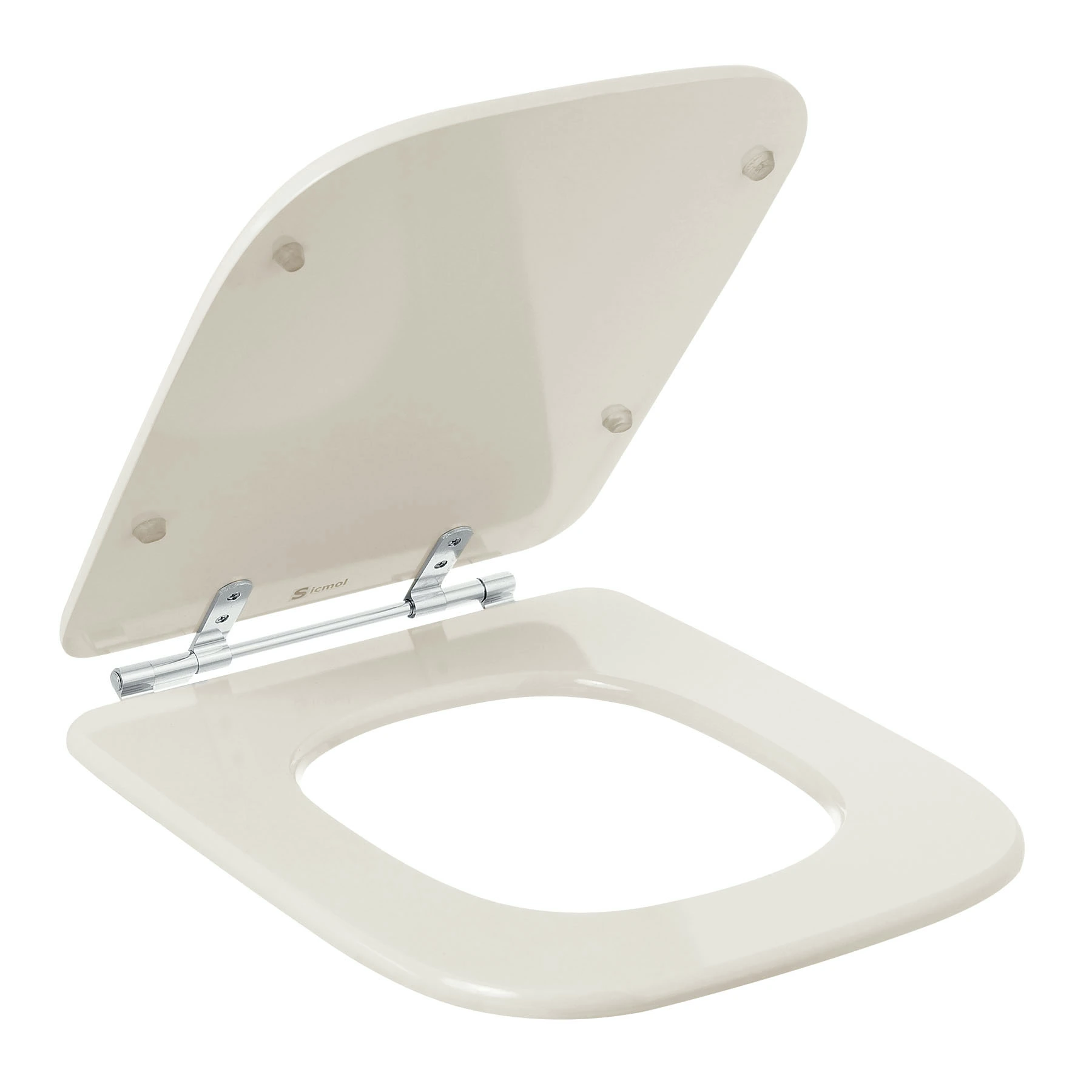 Assento Sanitário Formatos Tivoli com Fechamento Comum Quadrado MDF Bone Sicmol