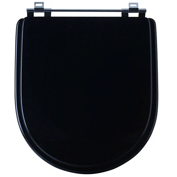 Assento Sanitário Formatos Calypso com Fechamento Comum Quadrado MDF Preto Sicmol