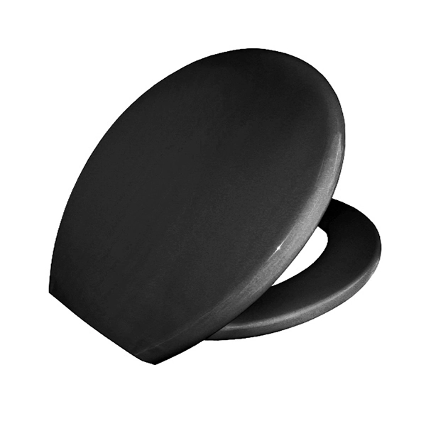 Assento Sanitário Almofadado Convencional com Fechamento Comum Oval Polipropileno Preto Sicmol
