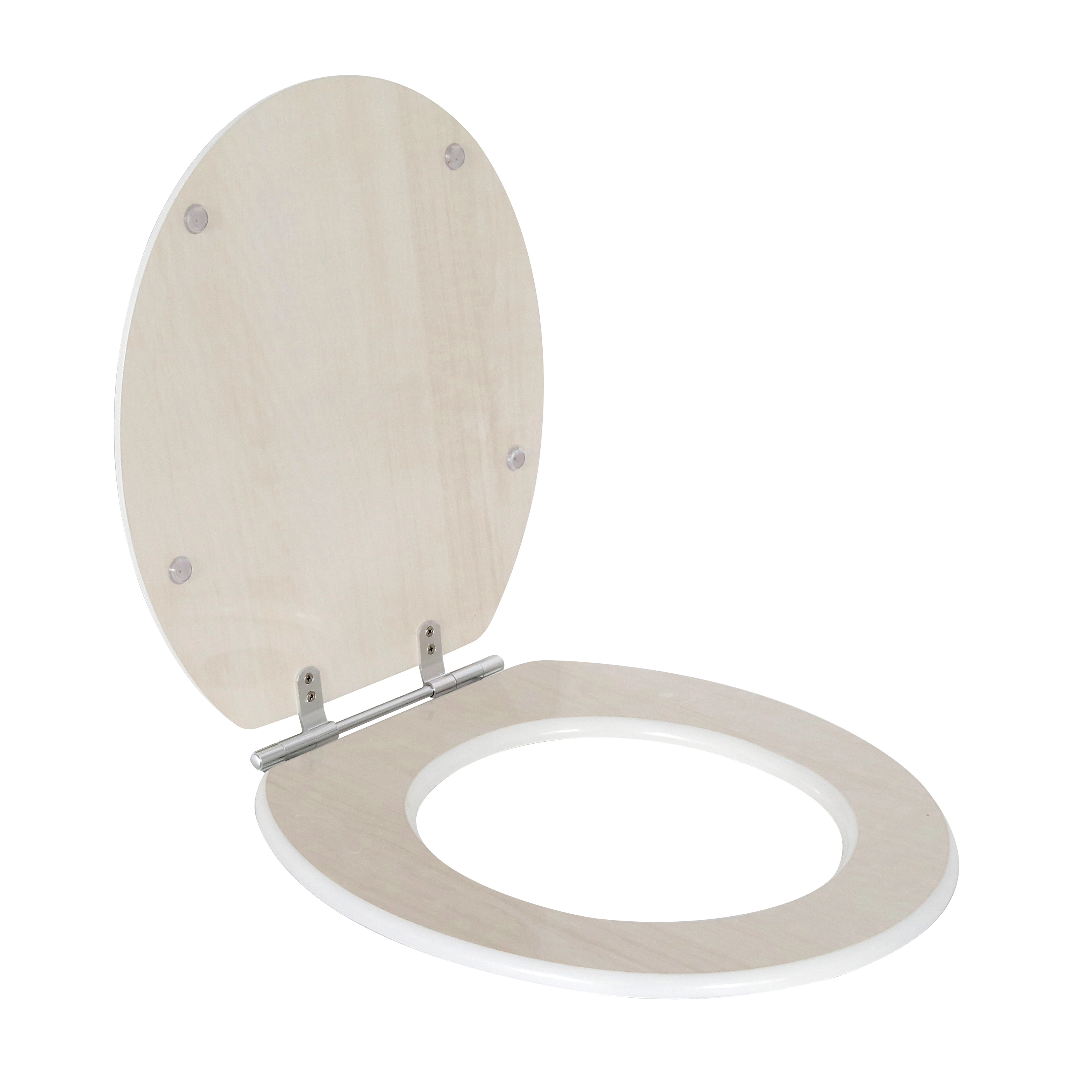 Assento Sanitário Convencional MDF Branco com veios Fechamento Comum Maple Sensea
