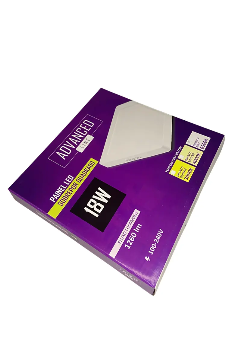 Plafon Led De Sobrepor 18w Quadrado 6500k Bivolt - Luz Branca Fria Unico