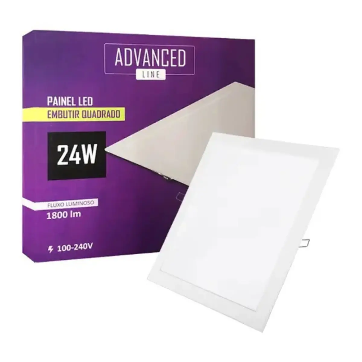 Plafon Led Embutir Quadrado 24w 3000k 60cm 3000k