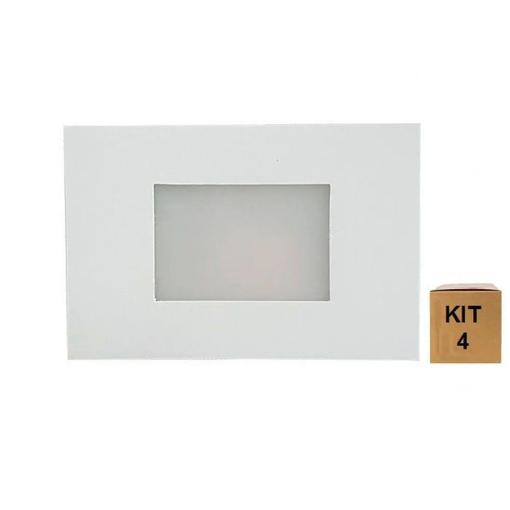 Kit 4 Balizador De Embutir Escada Parede 4x2 Branco Bivolt