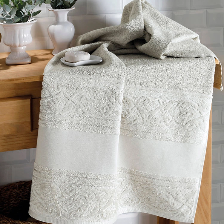 Toalha Banho Dohler Jacquard Softart C/barra Cinza 70x140cm