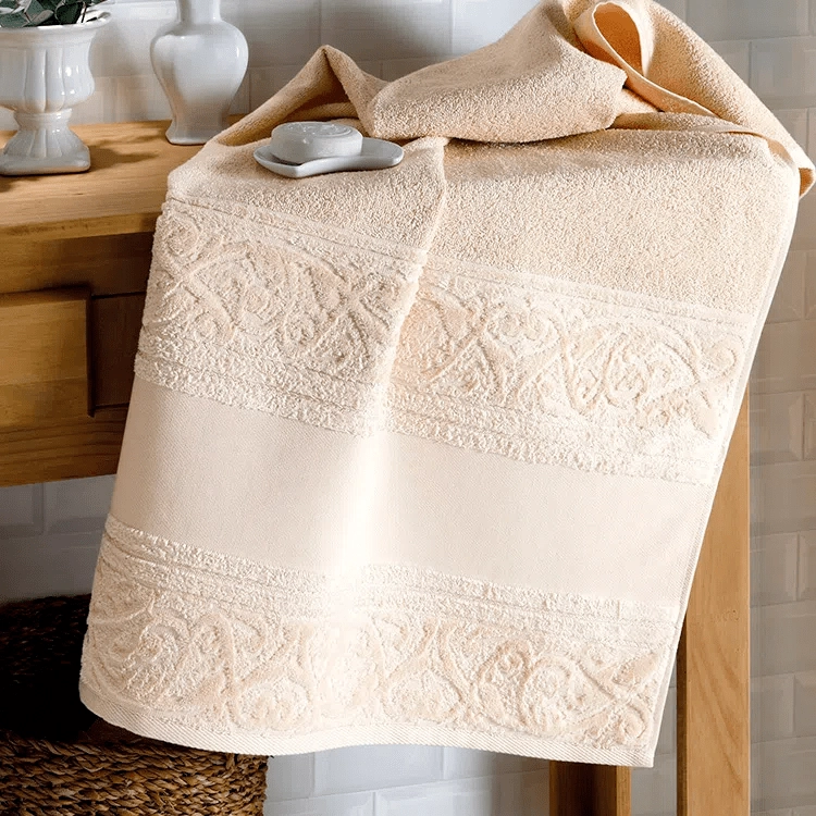 Toalha Rosto Dohler Jacquard Softart C/barra Bege 50x80cm