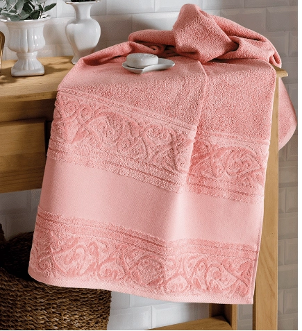 Toalha Rosto Dohler Jacquard Softart C/barra Rosa 50x80cm