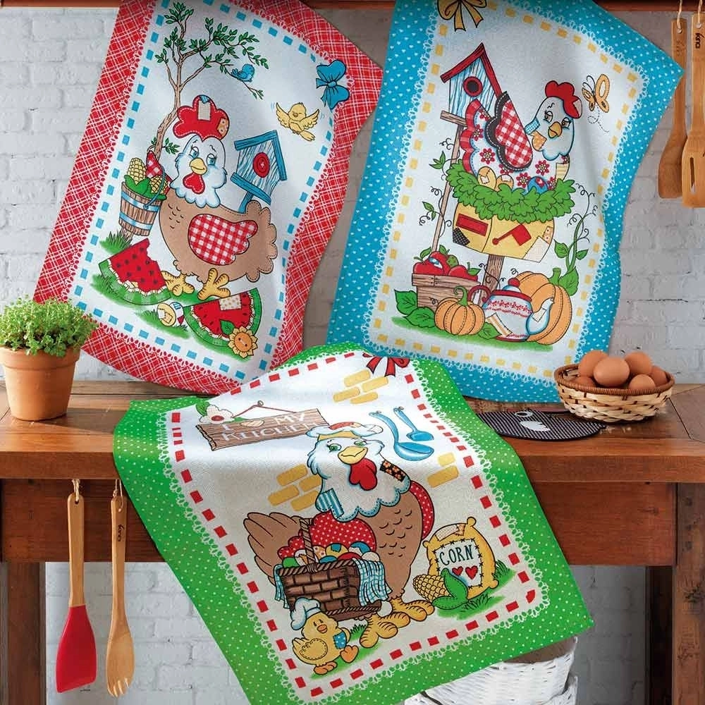 Pano De Copa Dohler Prata Chickens 45x65cm