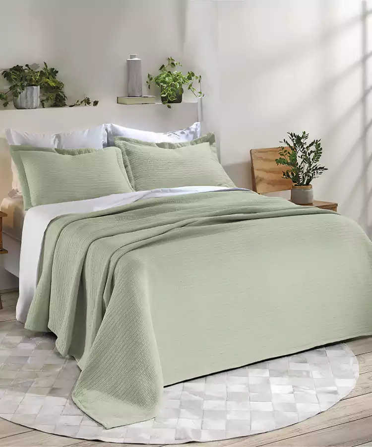 Kit Colcha Dohler Casal Queen Verde 3pcs 2,50x2,80m 2 70x50cm