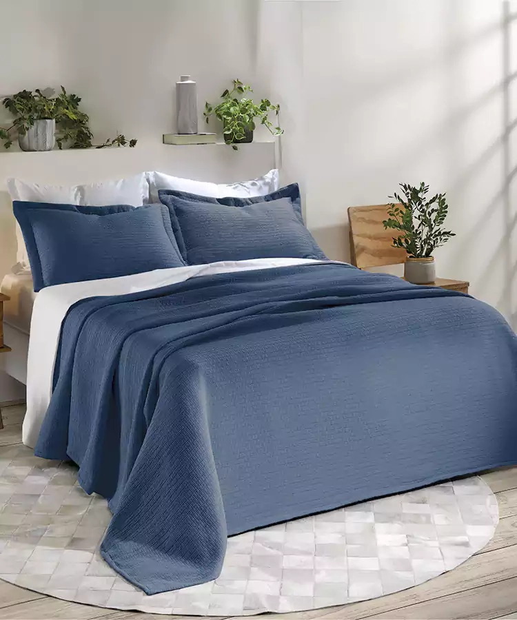Kit Colcha Dohler Casal Queen Azul 3pcs 2,50x2,80m 2 70x50cm