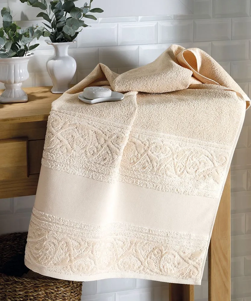 Toalha Lavabo Dohler Jacquard Softart C/barra Bege 30x45cm