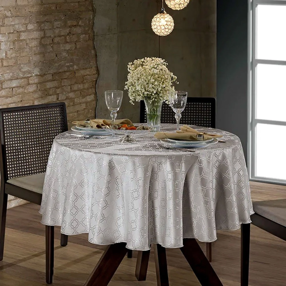 Toalha Mesa Dohler Jacquard Requinte Prata 1,6m