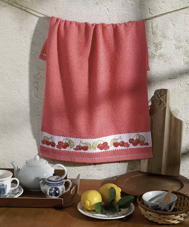 Pano De Copa Dohler Jacquard Vida Cereja 45x70cm