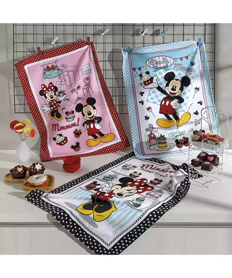 Pano De Copa Dohler Prata Mickey E Minnie 13 45x65cm