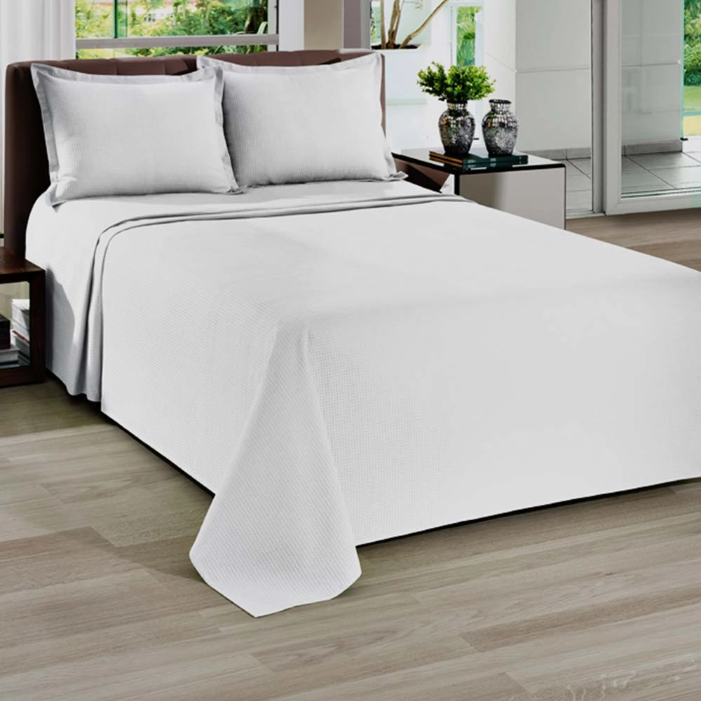 Kit Colcha Dohler Casal Queen Am Branco 3pcs 2,50x2,80m 2 70x50cm